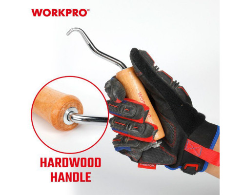 Крючок вязальный WORKPRO с деревянной ручкой WP329032