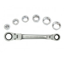 Ключ накидной с трещоткой и поворотной головкой WORKPRO вставки 7 шт 8/10/12/13/15/17 мм WP202569