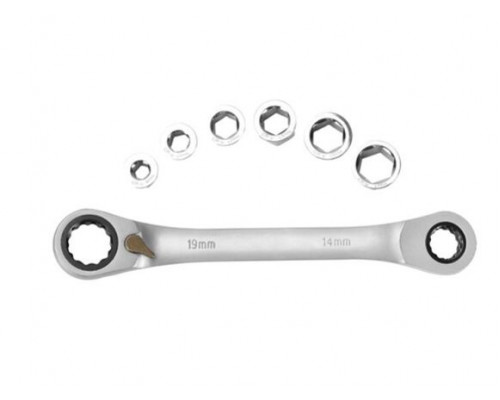 Ключ накидной с трещоткой и реверсом WORKPRO вставки 7 шт 8/10/12/13/15/17 мм WP202568