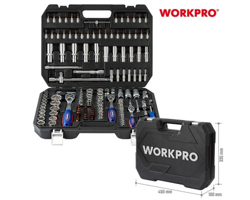 Набор инструментов WORKPRO 1/4"+3/8"+1/2" 172 шт. WP202545