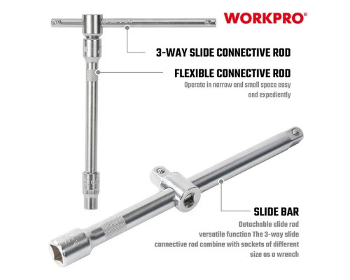 Набор инструментов WORKPRO 1/4"+3/8"+1/2" 172 шт. WP202545