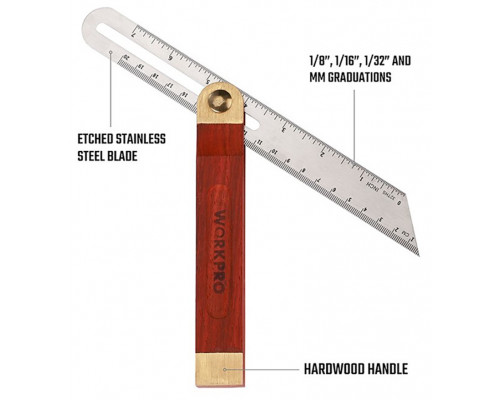 Малка угломер WORKPRO деревянная ручка, 230 мм WP264006