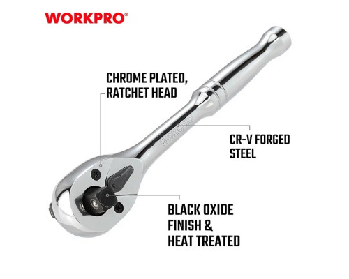 Ключ трещоточный WORKPRO 3-в-1 1/4"+3/8"+1/2" WP271014