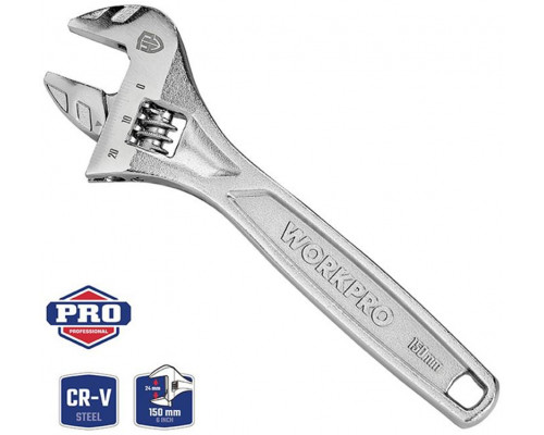 Разводной ключ сверхмощный WORKPRO 150 мм CR-V WP272006