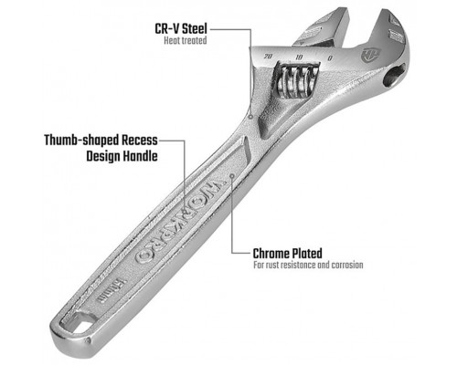 Разводной ключ сверхмощный WORKPRO 150 мм CR-V WP272006