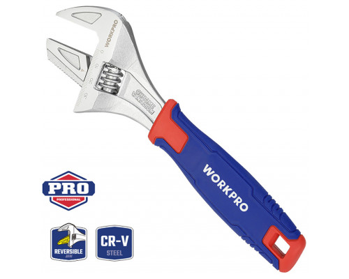 Разводной ключ сверхширокое раскрытие WORKPRO 2 в 1, 200 мм CR-V WP272014