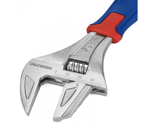 Разводной ключ сверхширокое раскрытие WORKPRO 2 в 1, 200 мм CR-V WP272014