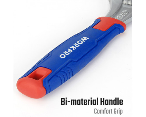 Разводной ключ сверхширокое раскрытие WORKPRO 2 в 1, 200 мм CR-V WP272014