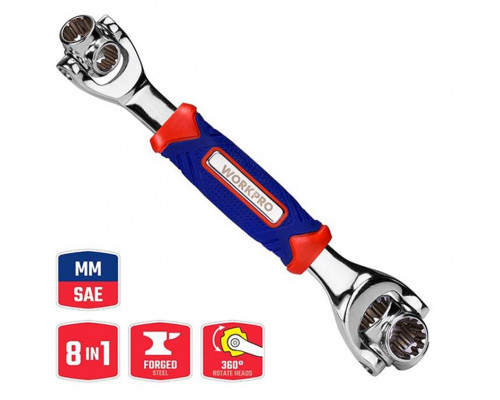 Многофункциональный гаечный ключ с головками WORKPRO 8-в-1 WP272018