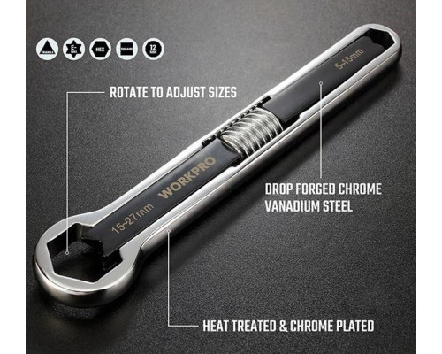 Универсальный разводной ключ WORKPRO 5-27 мм WP272016