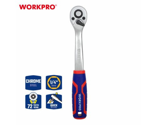 Ключ трещоточный WORKPRO 1/4", 72 зуба WP271010