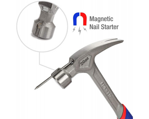 Молоток-гвоздодер кованый цельный с антивибрационной системой в рукоятке (560 г) WORKPRO WP241015