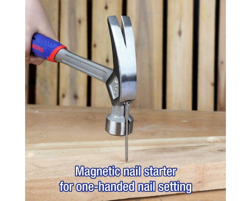 Молоток-гвоздодер кованый цельный с антивибрационной системой в рукоятке (560 г) WORKPRO WP241015