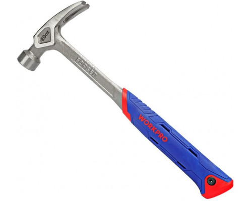 Молоток-гвоздодер кованый цельный с антивибрационной системой в рукоятке (560 г) WORKPRO WP241015
