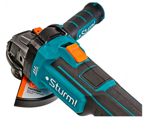 Аккумуляторная бесщеточная угловая шлифмашина Sturm, 18В, 1BatterySystem, 125мм, плавный пуск, 1x4Ач, кейс CAG18125BLE