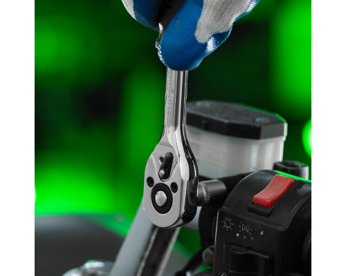 Ключ-трещотка 1/4", 45 зубьев, с быстрым сбросом, CrV, хром Сибртех 14000