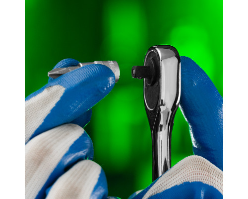 Ключ-трещотка 1/4", 45 зубьев, с быстрым сбросом, CrV, хром Сибртех 14000