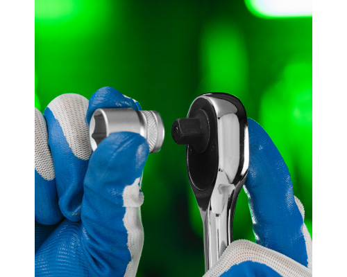 Ключ-трещотка 3/8", 45 зубьев, с быстрым сбросом, CrV, хром Сибртех 14002