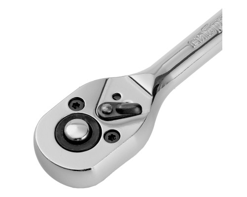 Ключ-трещотка 1/4", 45 зубьев, цельнометаллический, с быстрым сбросом, CrV, хром Сибртех 14014