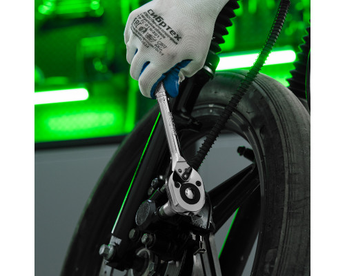 Ключ-трещотка 1/2", 45 зубьев, цельнометаллический, с быстрым сбросом, CrV, хром Сибртех 14019