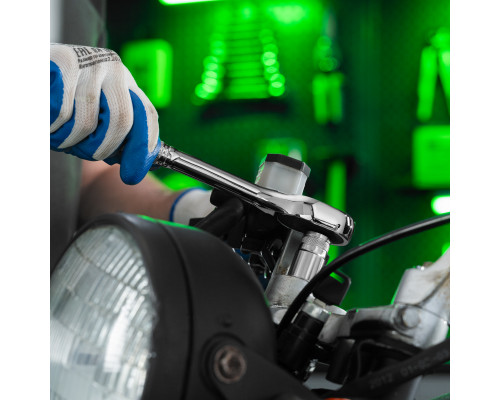 Ключ-трещотка 1/2", 45 зубьев, цельнометаллический, с быстрым сбросом, CrV, хром Сибртех 14019