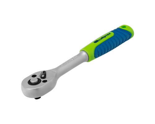 Ключ-трещотка 1/4", 45 зубьев, с быстрым сбросом, матовый хром Сибртех 14021