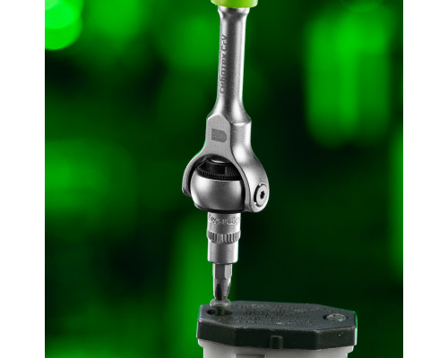 Ключ-трещотка 1/4", 72 зуба, поворотная голова, с быстрым сбросом Сибртех 14035