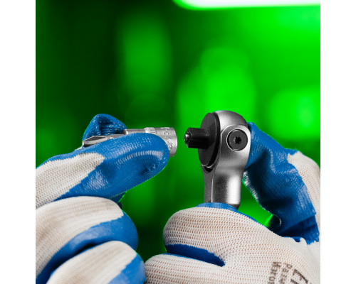 Ключ-трещотка 1/4", 72 зуба, поворотная голова, с быстрым сбросом Сибртех 14035