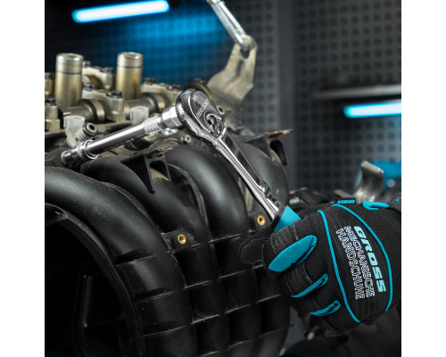 Ключ-трещотка 3/8", CrV, 90 зубьев, усиленный, хром Gross 14054