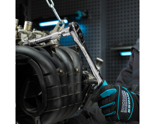 Ключ-трещотка 1/2", CrV, 90 зубьев, усиленный, хром Gross 14055