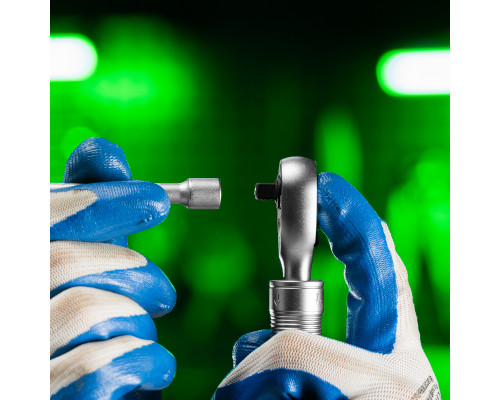 Ключ-трещотка телескопический 1/4", 170-230 мм, 72 зуба, с быстрым сбросом Сибртех 14075