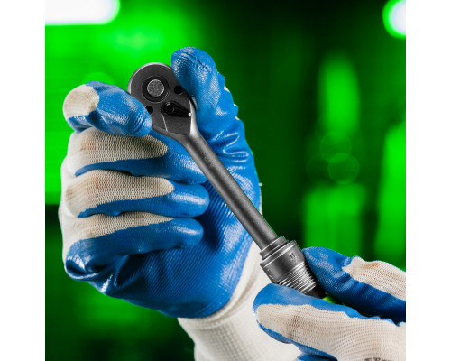 Ключ-трещотка телескопический 1/4", 170-230 мм, 72 зуба, с быстрым сбросом Сибртех 14075