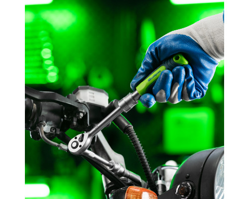 Ключ-трещотка телескопический 1/4", 170-230 мм, 72 зуба, с быстрым сбросом Сибртех 14075