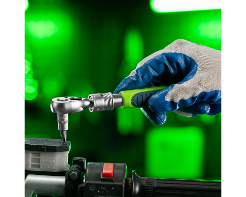 Ключ-трещотка телескопический 1/4", 170-230 мм, 72 зуба, с быстрым сбросом Сибртех 14075