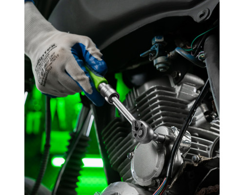 Ключ-трещотка телескопический 1/4", 170-230 мм, 72 зуба, с быстрым сбросом Сибртех 14075