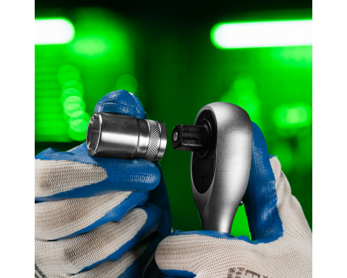 Ключ-трещотка телескопический 1/2", 300-430 мм, 72 зуба, с быстрым сбросом Сибртех 14077