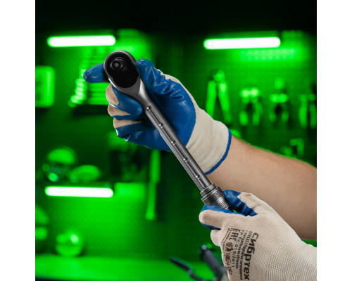 Ключ-трещотка телескопический 1/2", 300-430 мм, 72 зуба, с быстрым сбросом Сибртех 14077