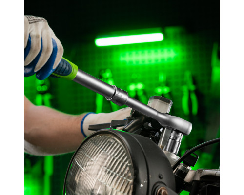 Ключ-трещотка телескопический 1/2", 300-430 мм, 72 зуба, с быстрым сбросом Сибртех 14077