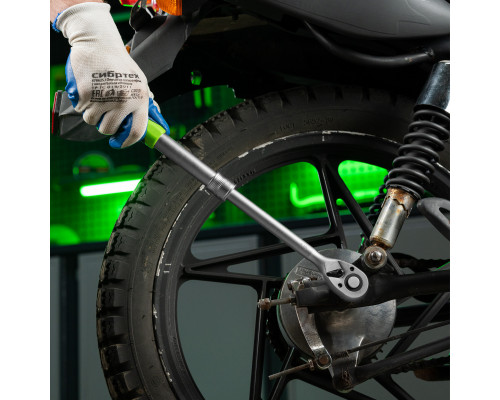 Ключ-трещотка телескопический 1/2", 300-430 мм, 72 зуба, с быстрым сбросом Сибртех 14077