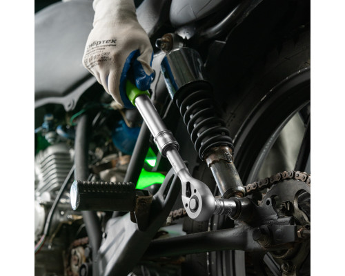 Ключ-трещотка телескопический 1/2", 300-430 мм, 72 зуба, с быстрым сбросом Сибртех 14077