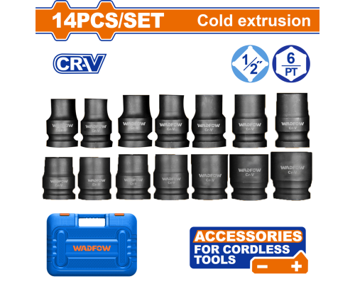 Набор ударных торцевых головок 1/2" 14 шт WADFOW WMS4D01