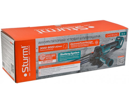 Аккумуляторная УШМ Sturm 1BatterySystem CAG18125E