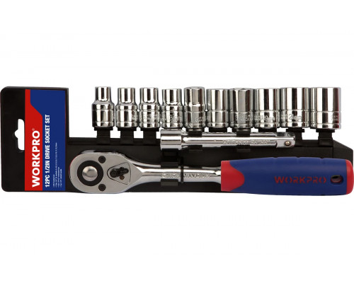 Набор торцевых головок с трещоткой WORKPRO 1/2" 12 шт. WP202558