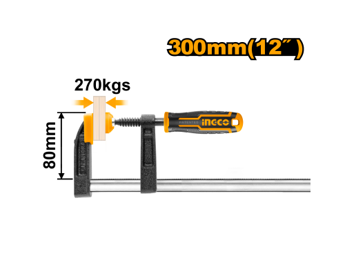 Струбцина столярная INGCO INDUSTRIAL 80х300 мм HFC020802