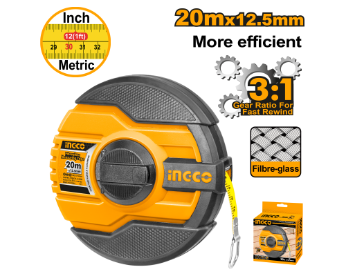 Мерная лента фиберглассовая INGCO INDUSTRIAL 20 м HFMT8320