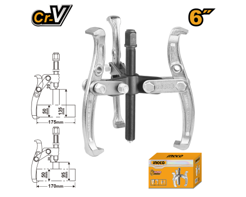 Съемник с тремя захватами INGCO INDUSTRIAL 6" HGP08036