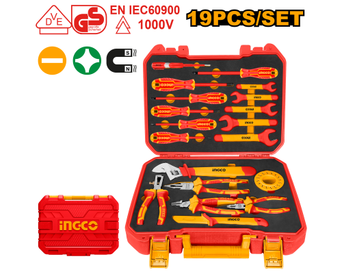 Набор диэлектрического инструмента INGCO INDUSTRIAL 19 шт. HKITH1901