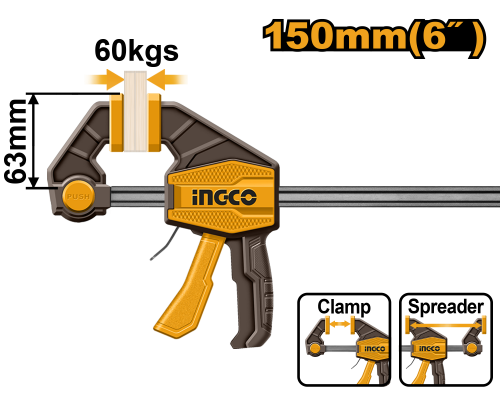 Струбцина быстрозажимная INGCO INDUSTRIAL 63х150 мм HQBC01601