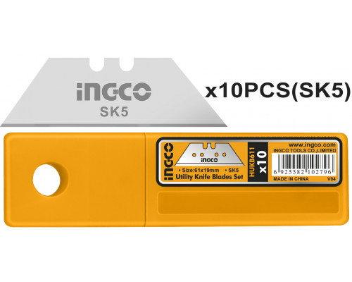 Лезвия трапециевидные для ножей INGCO 19x61 мм HUKB611
