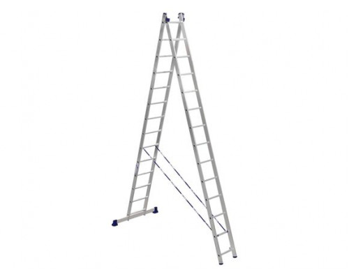 Лестница двухсекционная STAIRS алюминиевая 14 ступеней AL 214